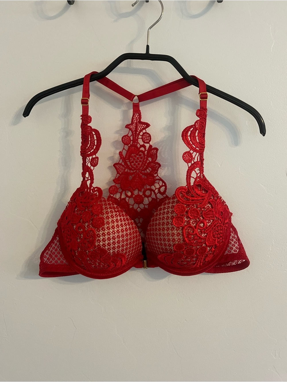 Frederick's of Hollywood Red Lace Racerback Bra